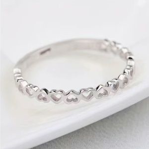 Silver heart trendy band ring